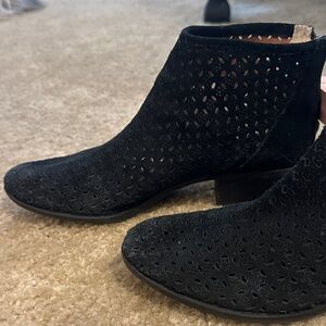 Lucky Brand Black Perforated Ankle Booties